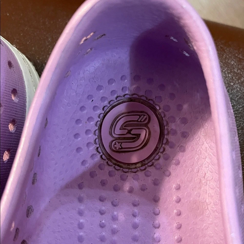 SKECHERS Native Slip On Eva Sneaker Purple White Kids sz 3